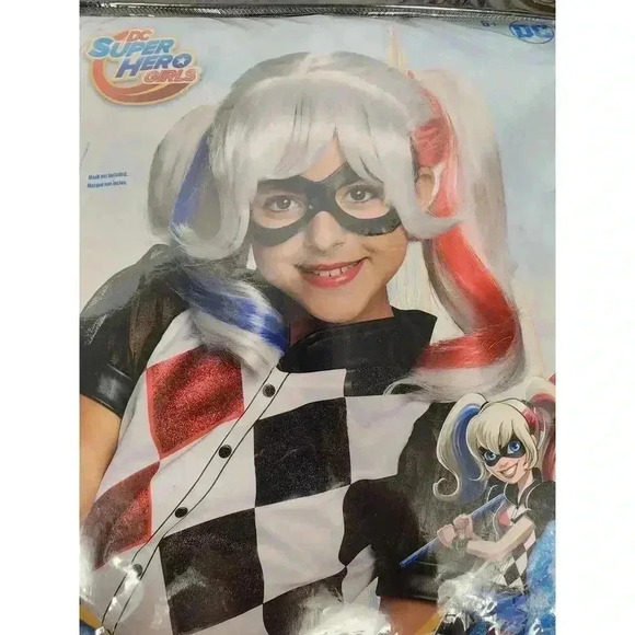 Harley Quinn Child Wig and Peel and Stick Temporary Tattoos